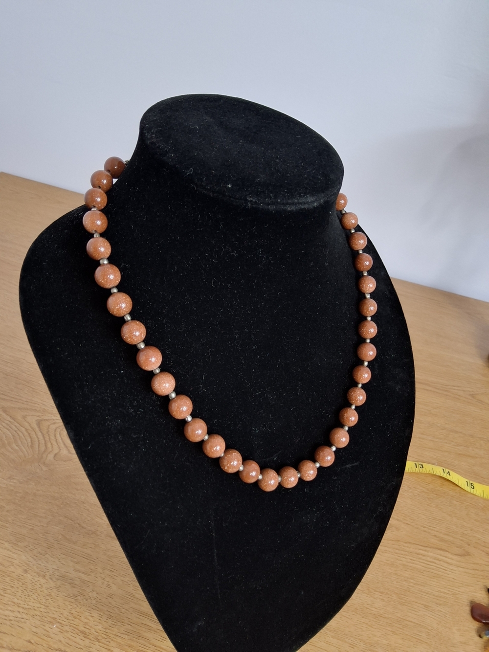 Women's vintage sandstone, with silver tone beads between 20 inch necklace